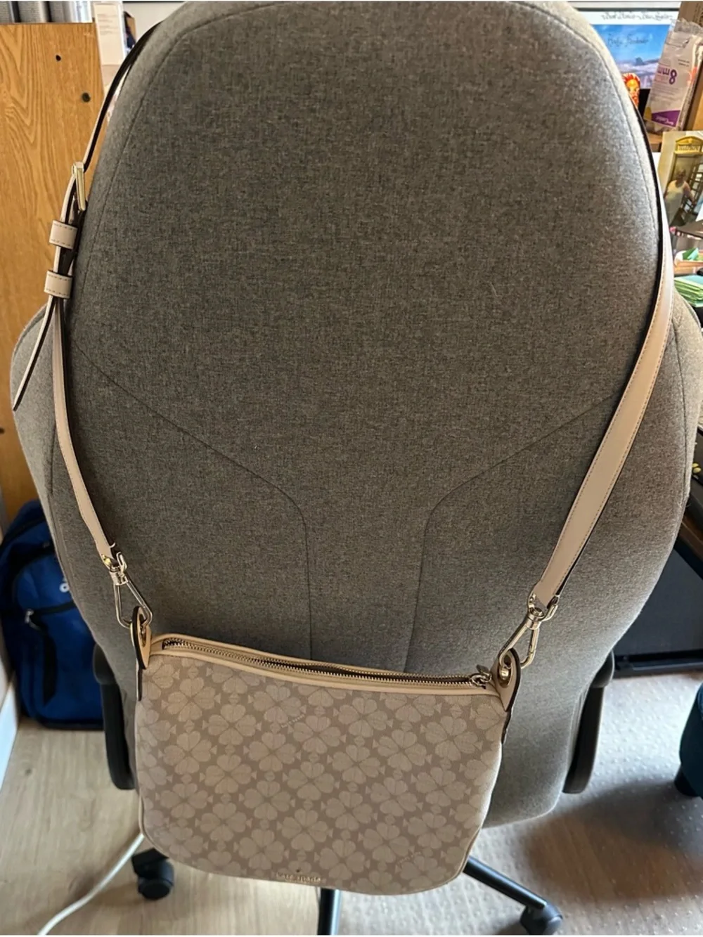 Coach Taupe Signature Floral-Print Shoulder Bag
